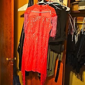 2XL Dress, Pink with tassels and silver gems